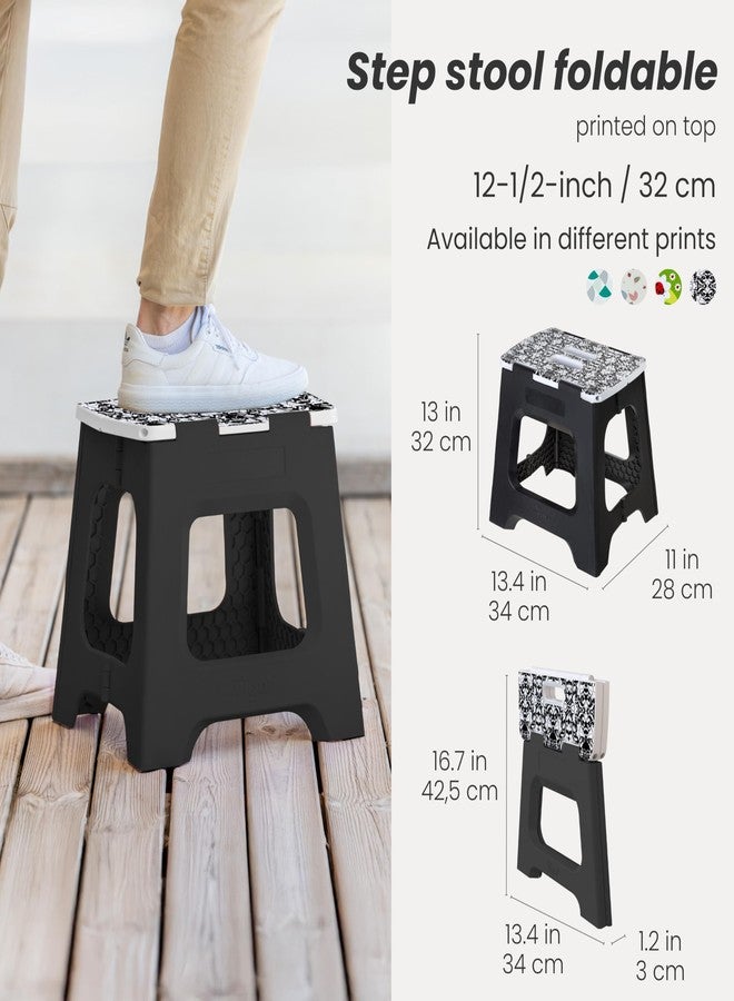 Vigar Compact Step Stool Foldable, 12-1/2-inch Step Stools for Adults up to 330 Pound, Lightweight Stool, Non-Slip Folding Step Stool, Rococco Black - Image 2